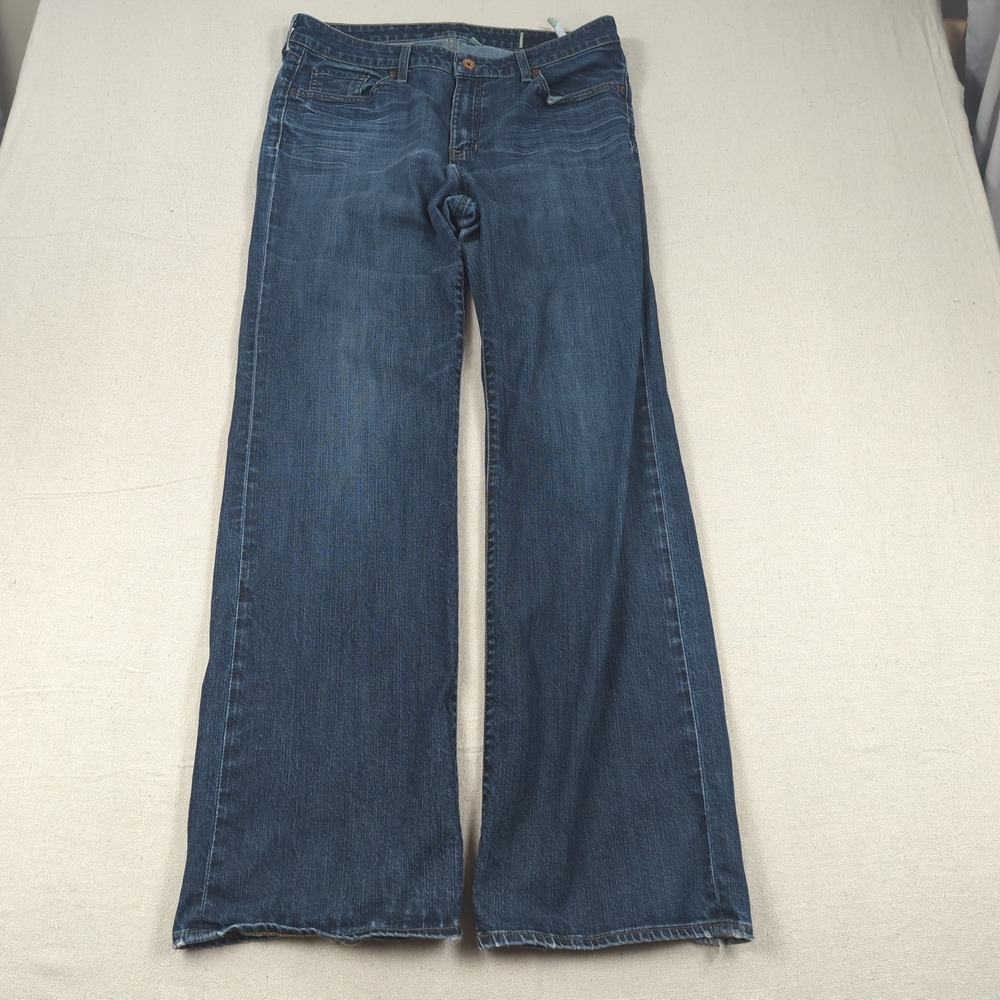 Gap 1969 Jeans‎ Womens 12 Blue Long Flare Hippie Boho Distressed